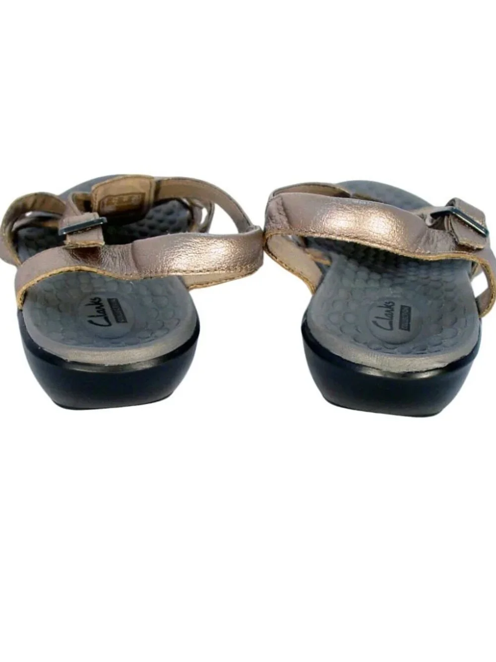 CLARKS Shelba Jacoby Metallic Gold Leather Fisherman Sandals 41/9.5 WIDE - Picture 5 of 7